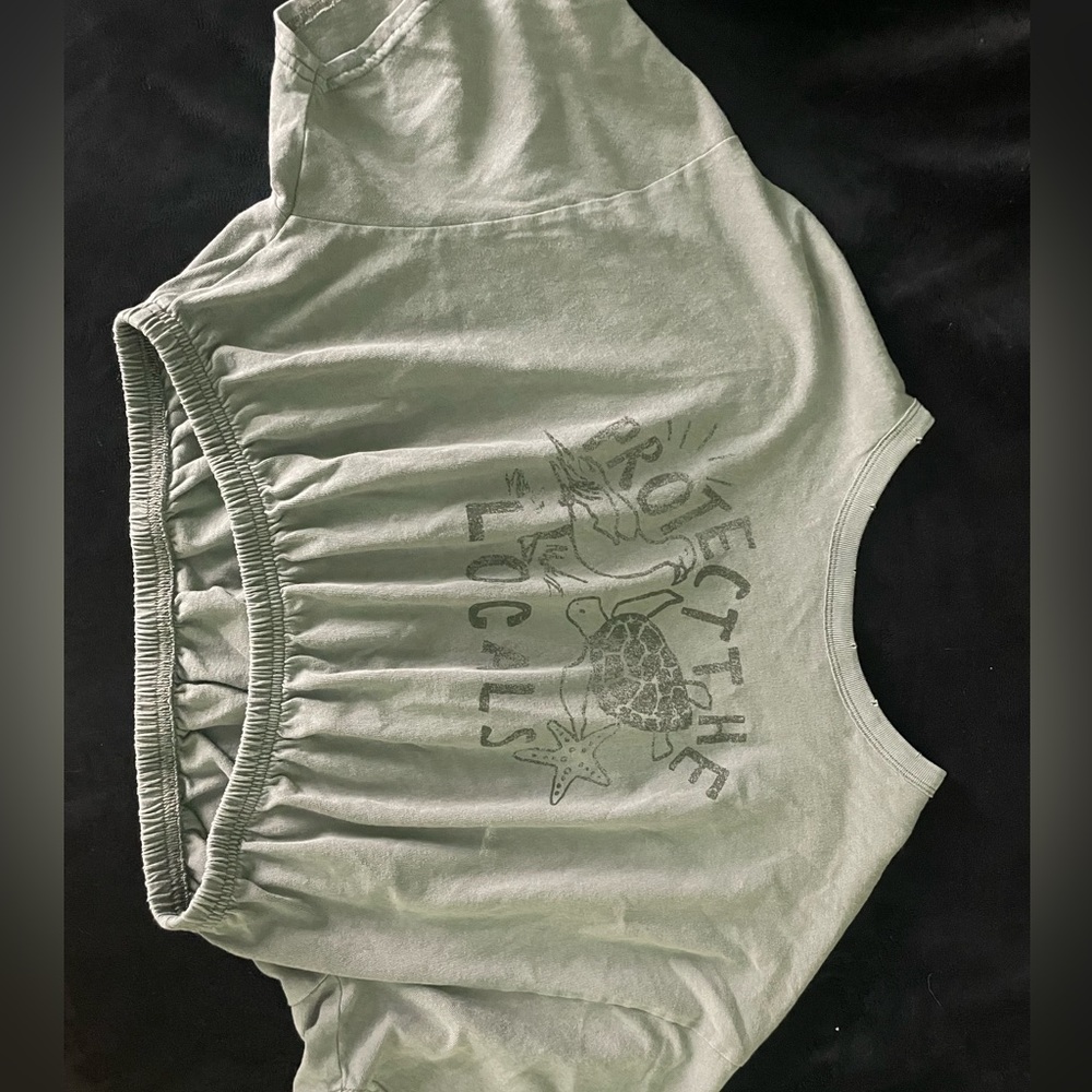 Green sea life cropped top